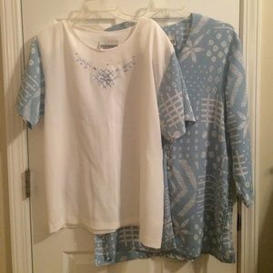 Blouse Set Blue White Sz M Peter Popovitch